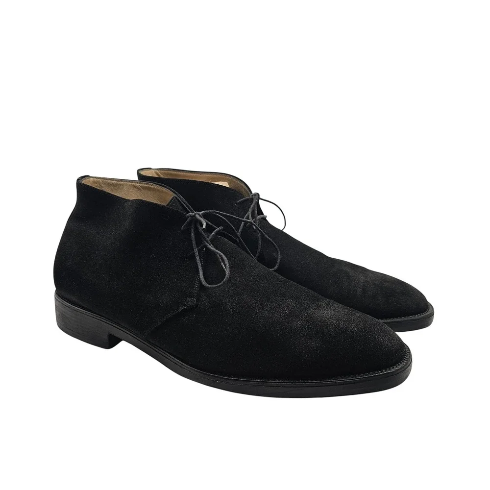 Salvatore Ferragamo Suede Chukka Boots 12 2E Black Lace Up Italy Designer Luxury